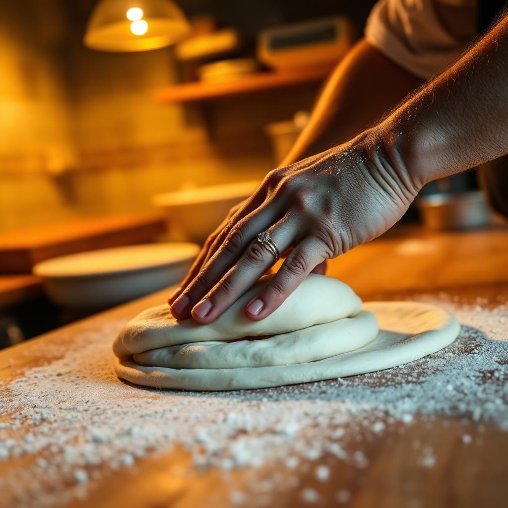 Pizzaiolo making fresh pizza